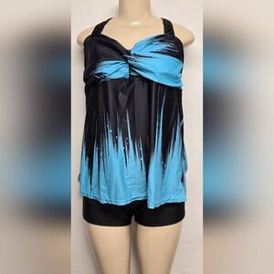 4X Two Piece Bathing Suit Shorts Tunic Top Swimwear Padded Bra Like New